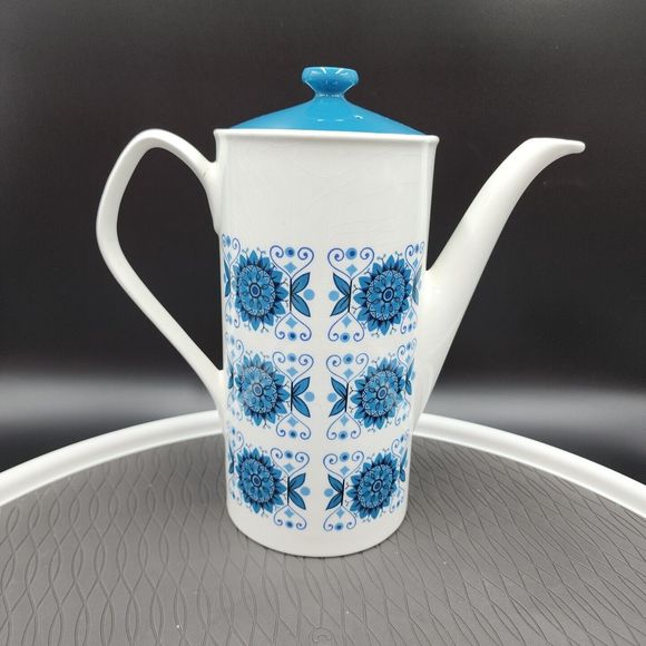 Vintage Engadine Coffee Tea Pot by JOHNSON BROTHERS England MCM 1974-78 Art Deco - Picture 3 of 11